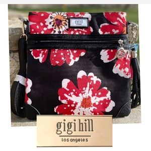 Gigi Hill Handbag, “The Adrienne Bloom Floral Red, White & Black” NEW WITH TAGS